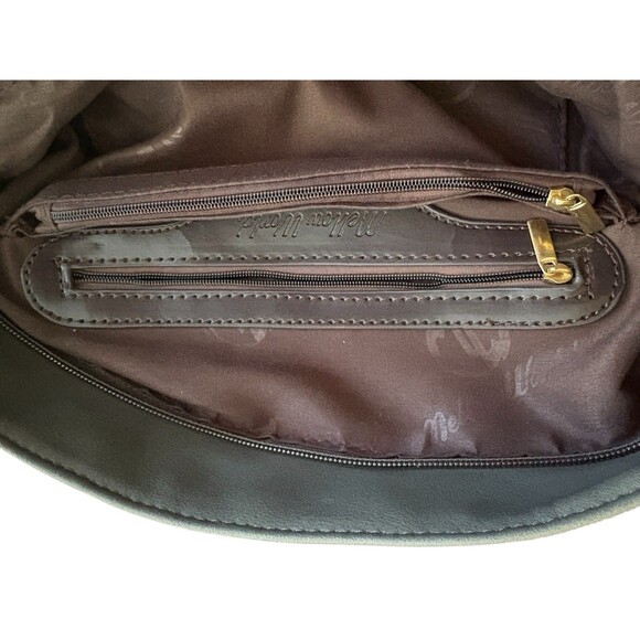 Mellow World Shoulder Bag Brown Metallic Thread Studded Gemstones Vegan Leather - Picture 8 of 13